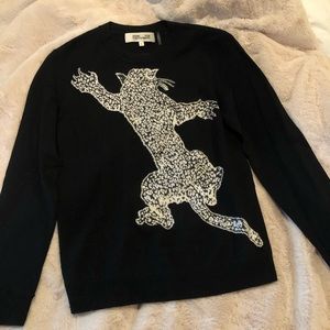 DVF black sweater with leopard. Size S